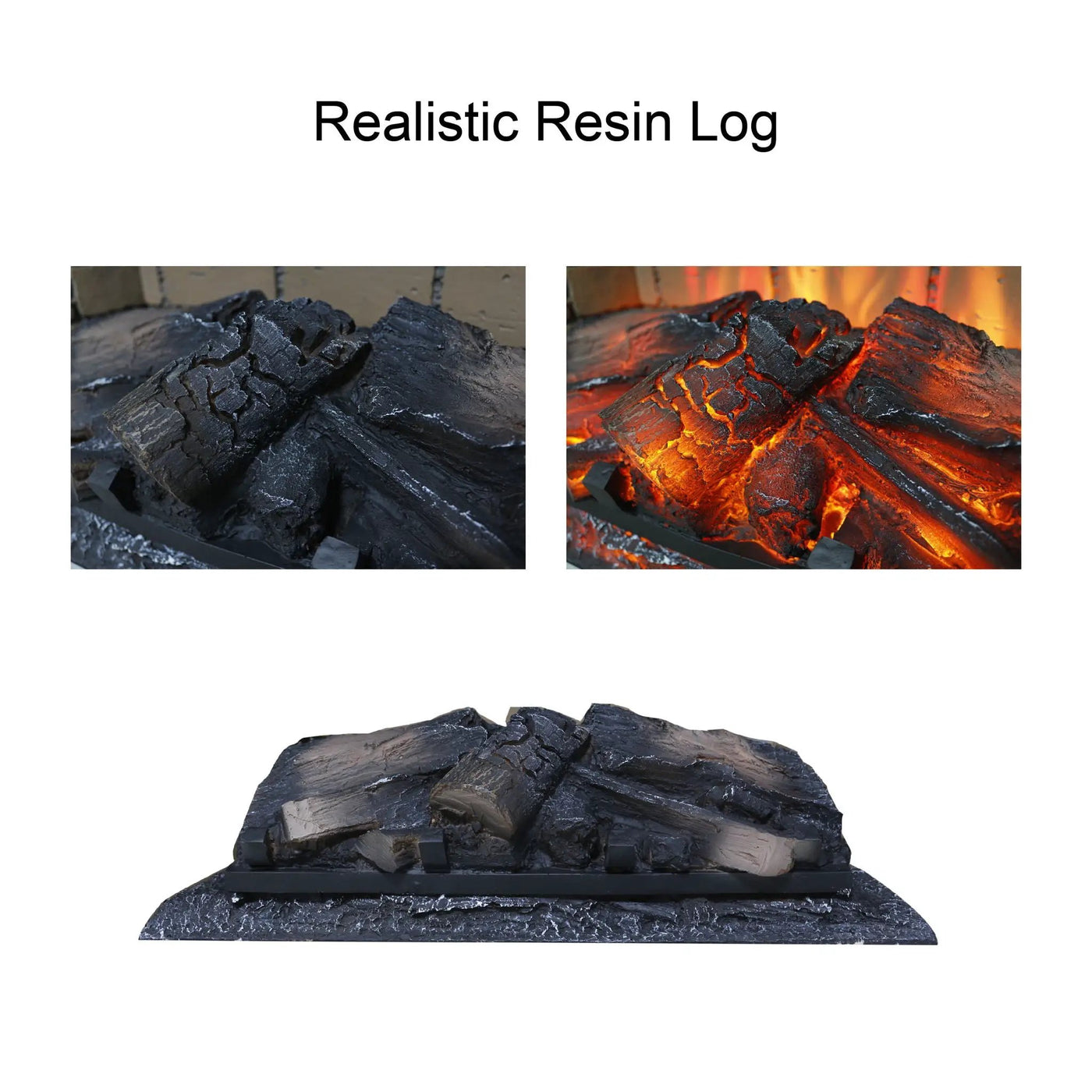 Infrared Quartz Heater Fireplace Insert -Woodlog Version With Brick by Unique Piece Furniture