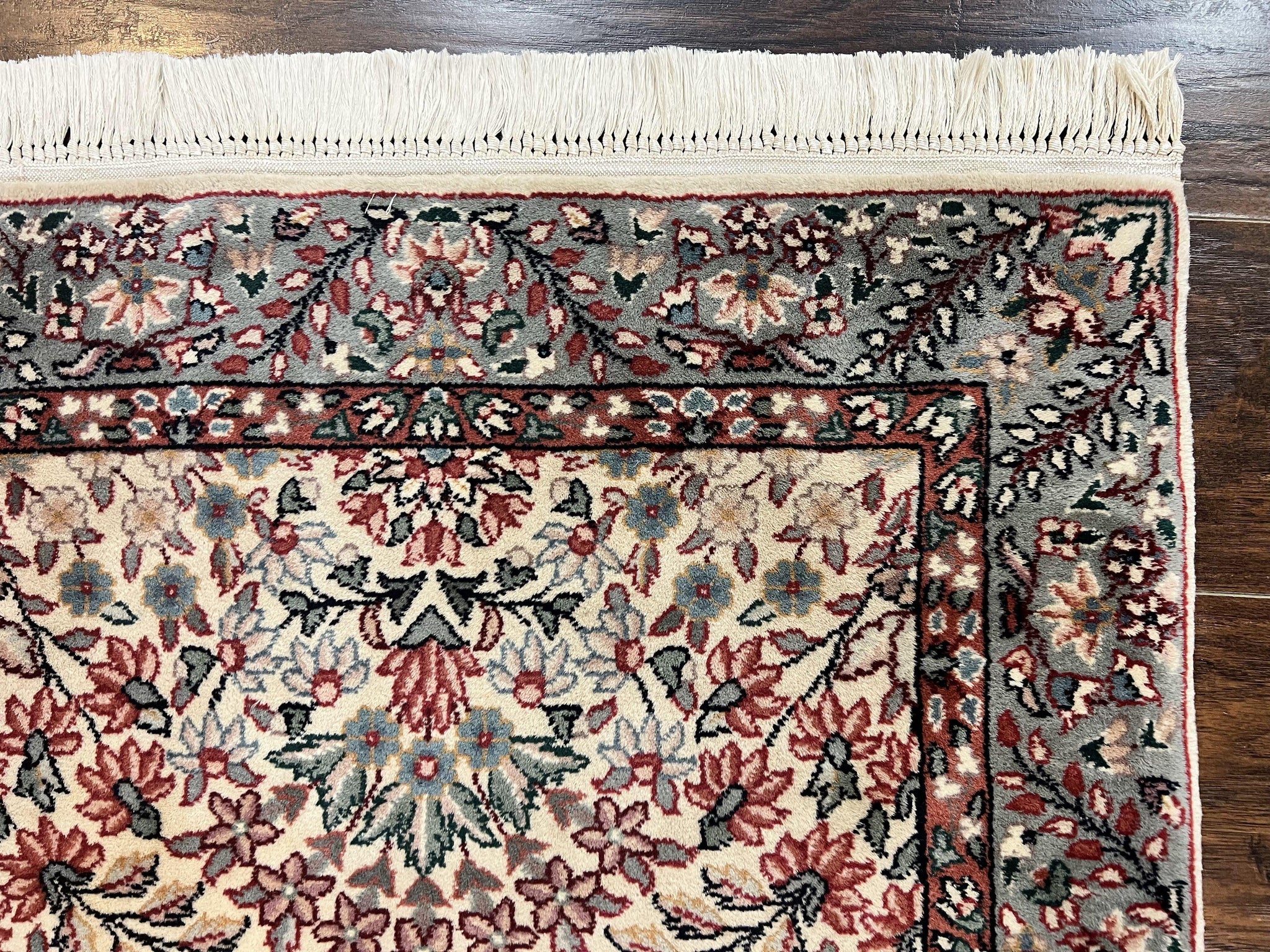 Sino Persian Runner Rug 2.7 x 10, Floral Kirman Lavar Carpet for Hallway, Cream, Handmade Wool Vintage Rug by Jewel Rugs