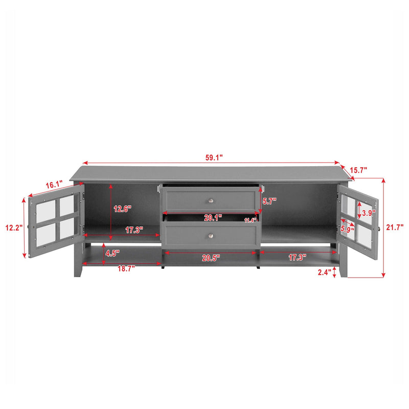 TV Stand, Entertainment Center With Dual Drawers And Hidden Storage, Cabinet With Soft Closing Doors And Sleek Panel Design by Unique Piece Furniture