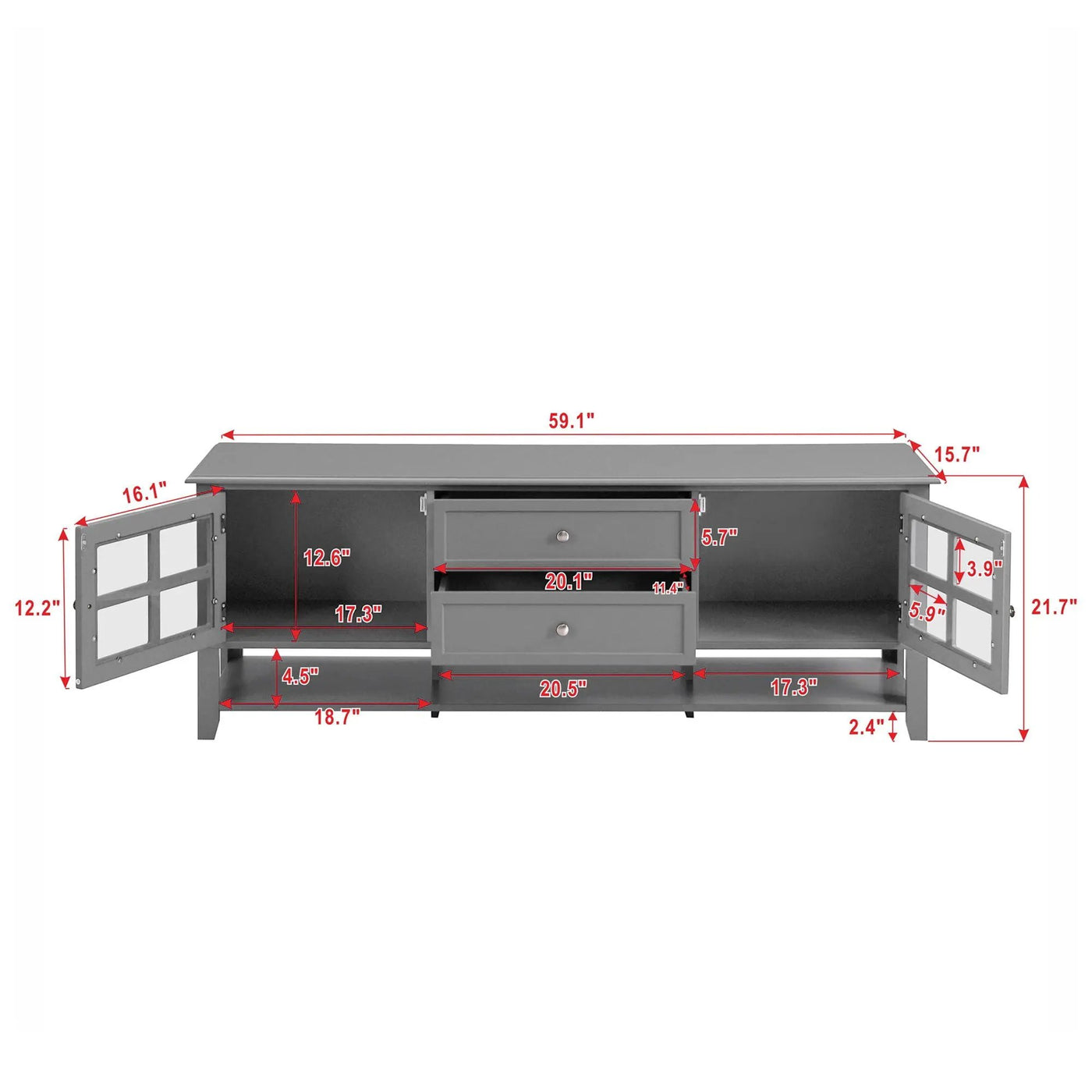 TV Stand, Entertainment Center With Dual Drawers And Hidden Storage, Cabinet With Soft Closing Doors And Sleek Panel Design by HouseOfZazla