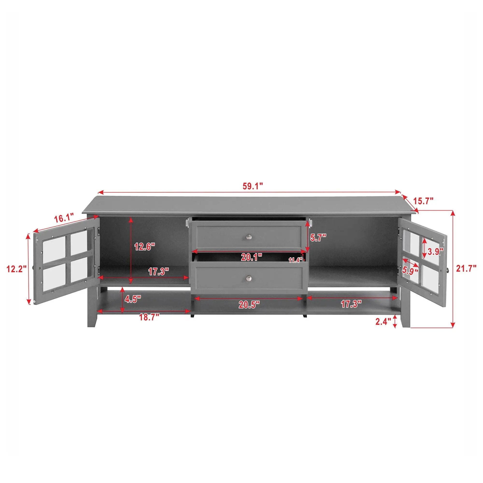 TV Stand, Entertainment Center With Dual Drawers And Hidden Storage, Cabinet With Soft Closing Doors And Sleek Panel Design by HouseOfZazla