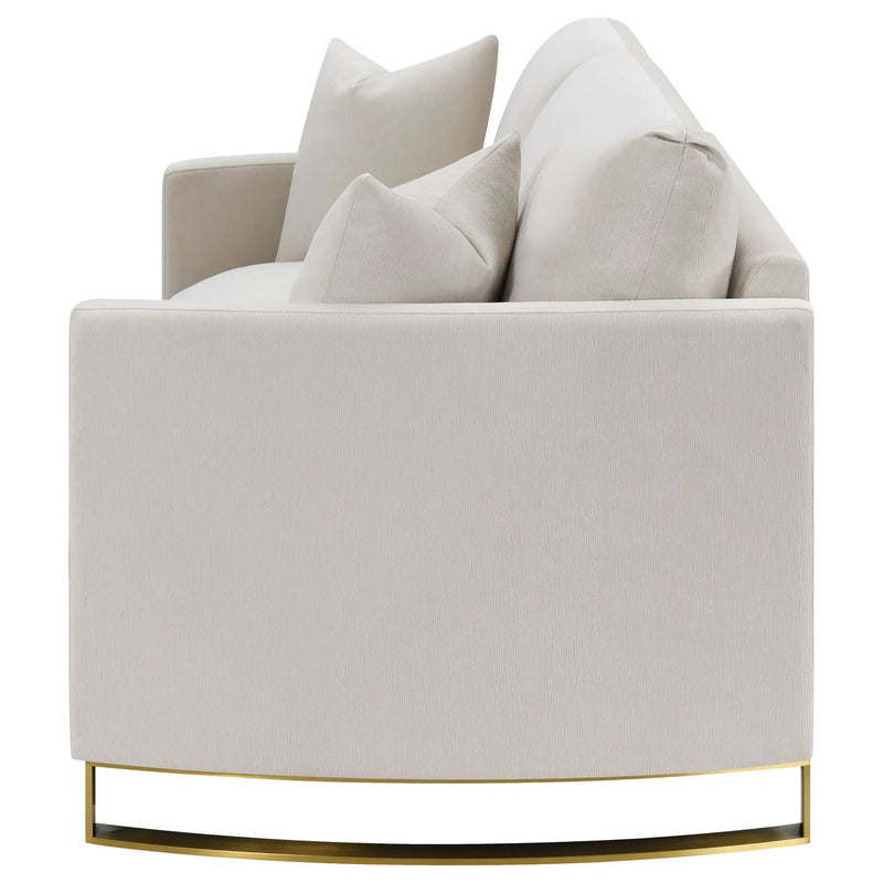 Corliss Upholstered Curved Track Arm Loveseat Beige by Unique Piece Furniture