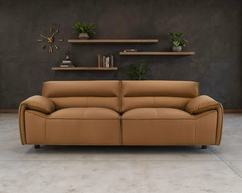 Buxton Top Grain Leather Upholstered Sofa Orange by Unique Piece Furniture