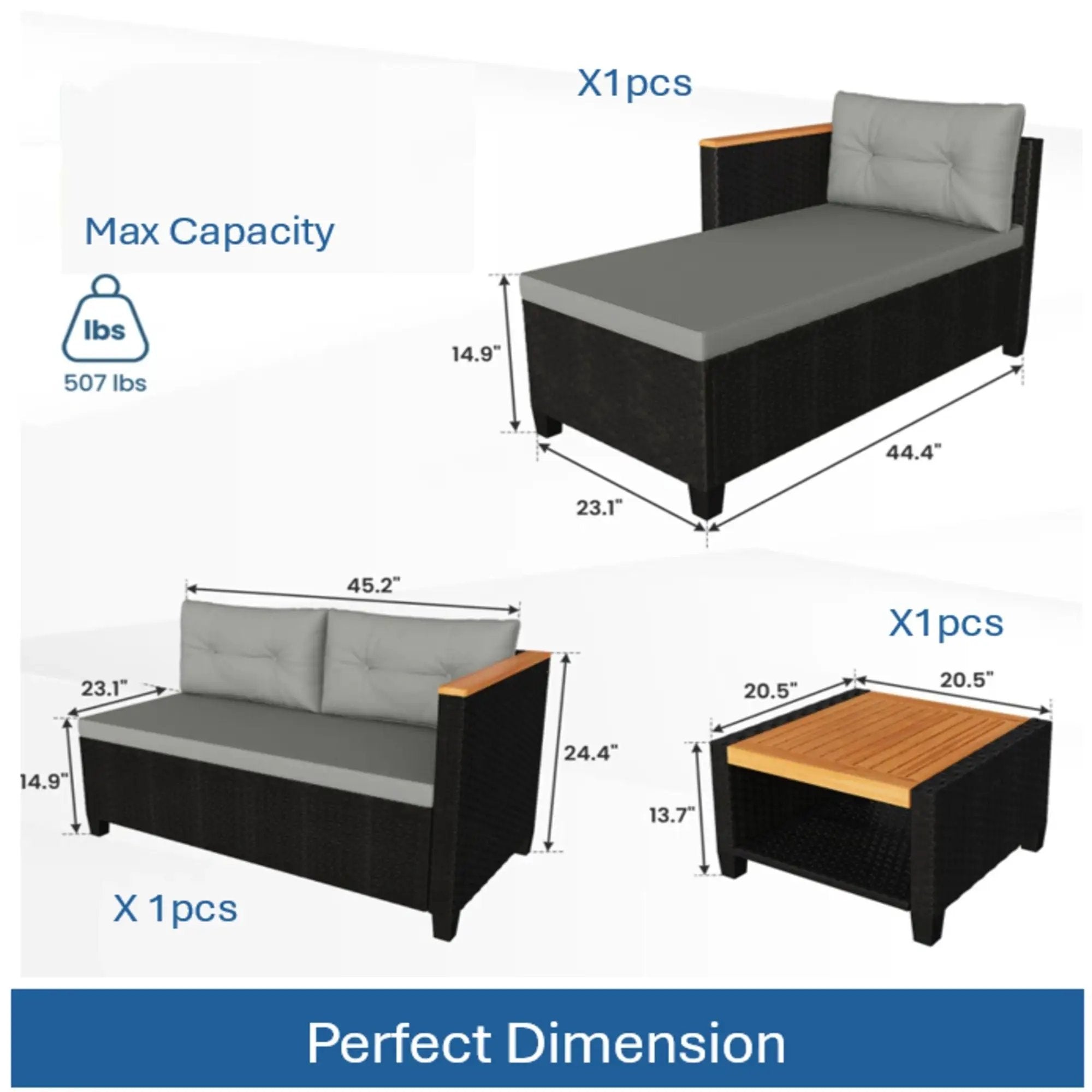 L-Shaped Patio Set With Cushions And Storage Table by HouseOfZazla