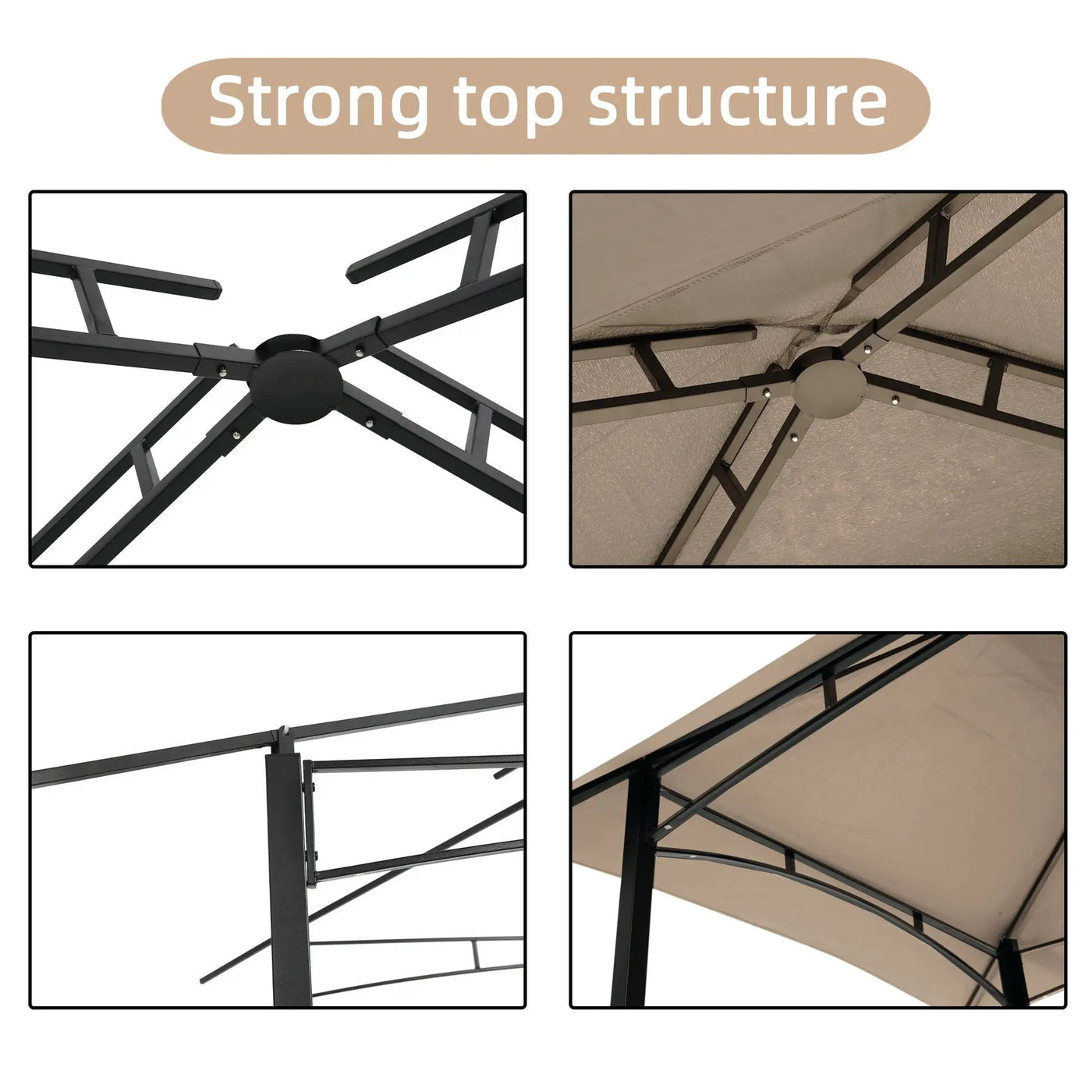 Outdoor Grill Gazebo With Double Tier Soft Top Canopy, Steel Frame, Bar Counters & Hook by Unique Piece Furniture