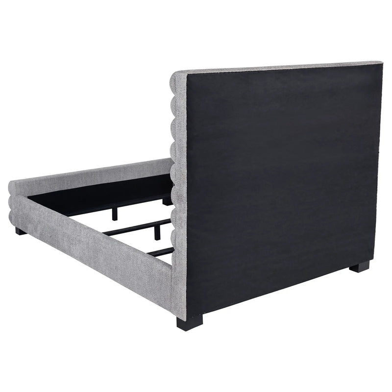 Queen Bed With Textured, And Tufted Headboard - Gray by HouseOfZazla