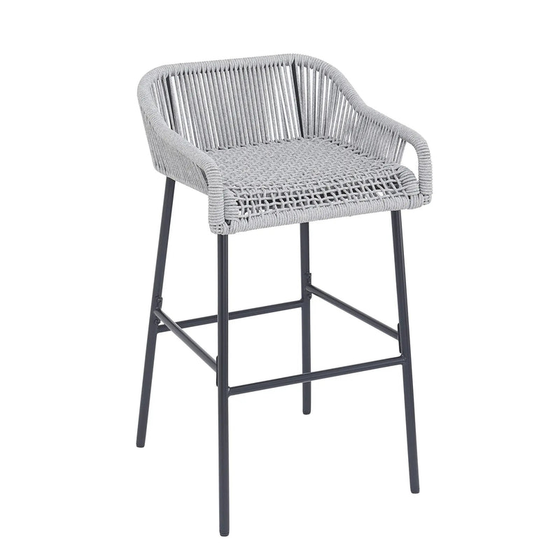 La Push Outdoor Patio Light Gray Rope Bar Stool, Set of 2 by HouseOfZazla