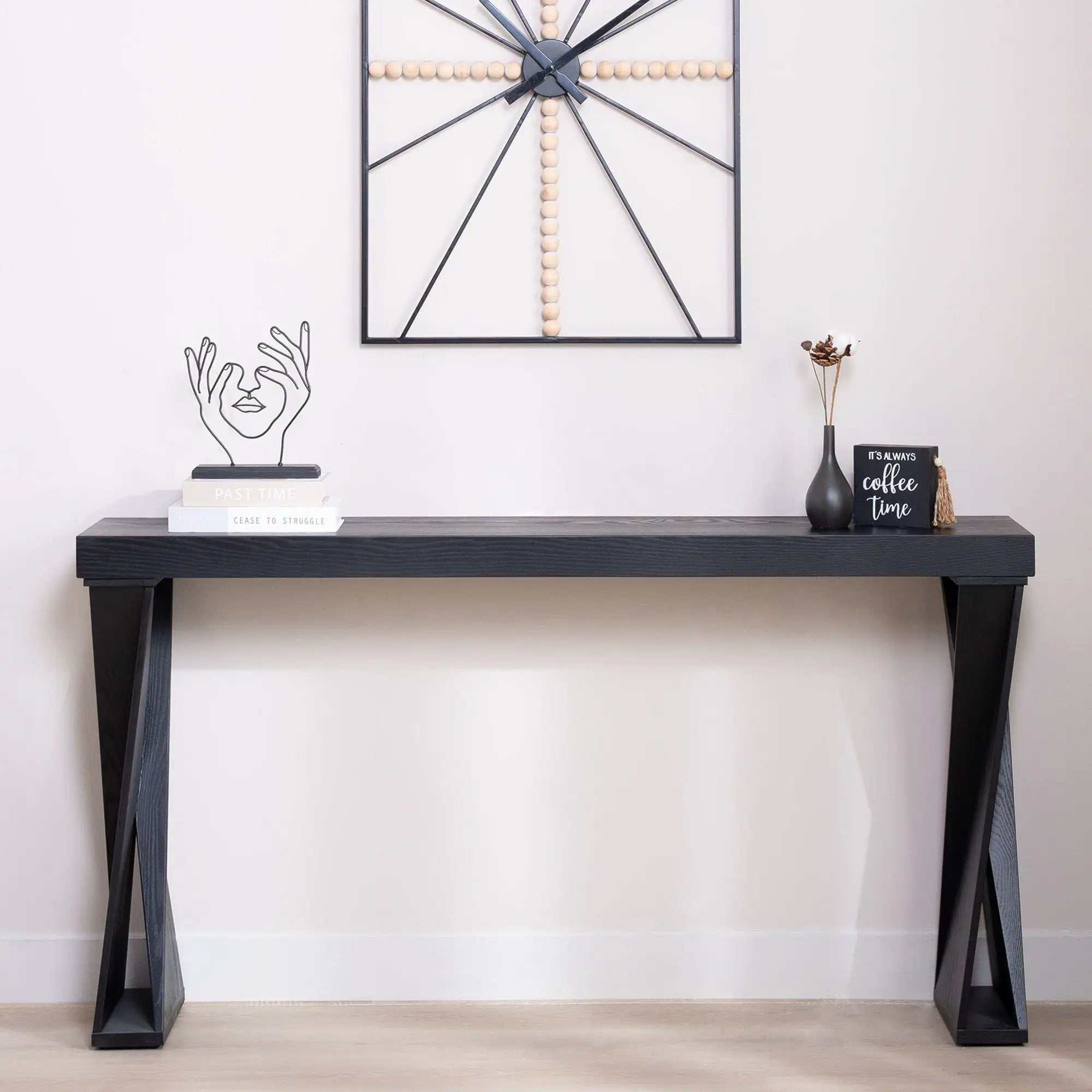 Console Table With Crossed Legs For Hallway - Black