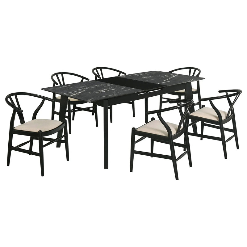 Crestmont 7-piece Extension Leaf Dining Table Set Black by Unique Piece Furniture