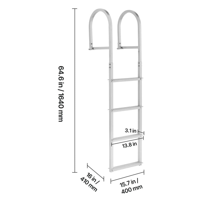 Removable Dock Ladder, 4 Steps, Aluminum Alloy Pontoon Boat Swim Ladder by HouseOfZazla