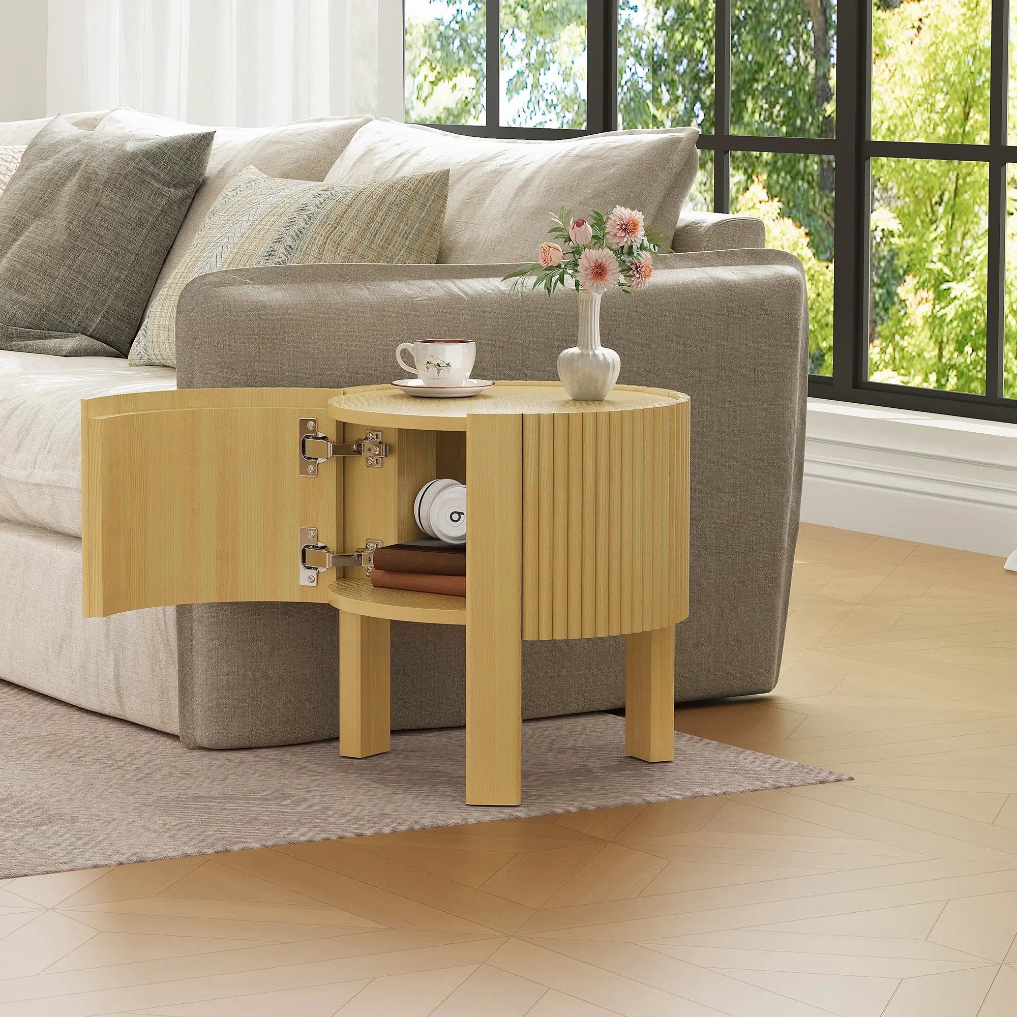 Round Fluted Side Table with Storage by HouseOfZazla