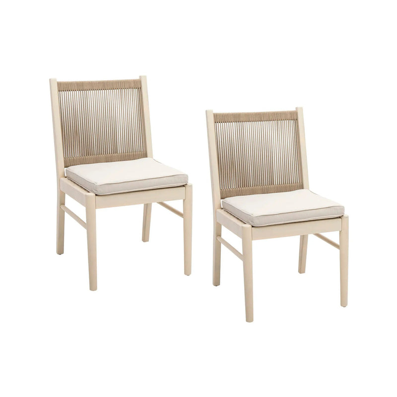 Cordoba - Dining Chair (Set of 2) With Acacia Wood Frame And Water Repellent Fabric - Beige / Yellow by HouseOfZazla
