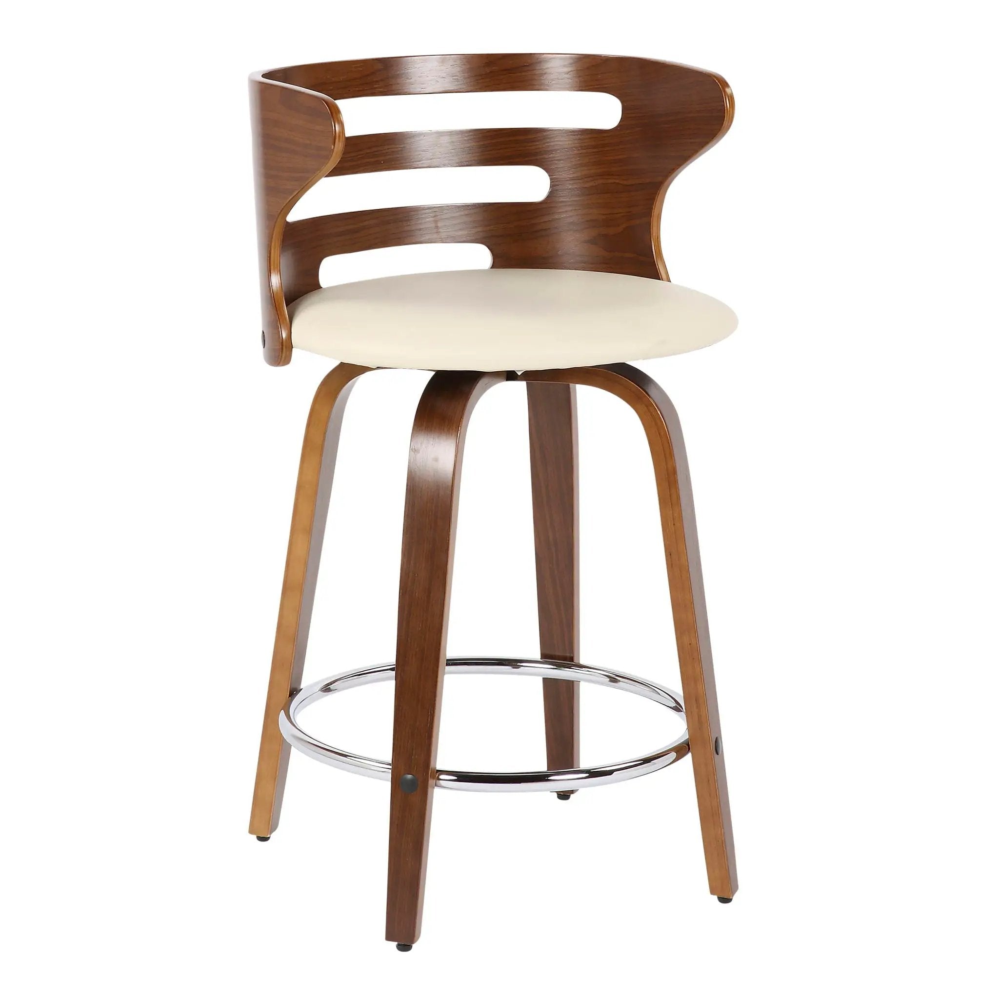 Cosini - Mid Century Modern Fixed Height Counter Stool With Footrest With Swivel (Set of 2) by HouseOfZazla