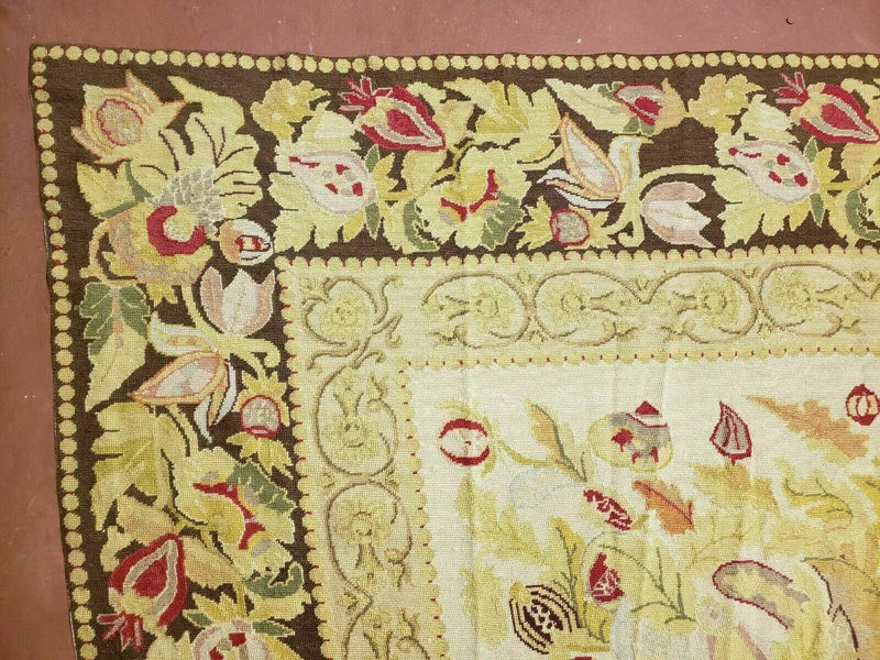 9' X 11' Handmade Chinese Needlepoint Wool Floral Rug Carpet Rose Garden Chic by Jewel Rugs