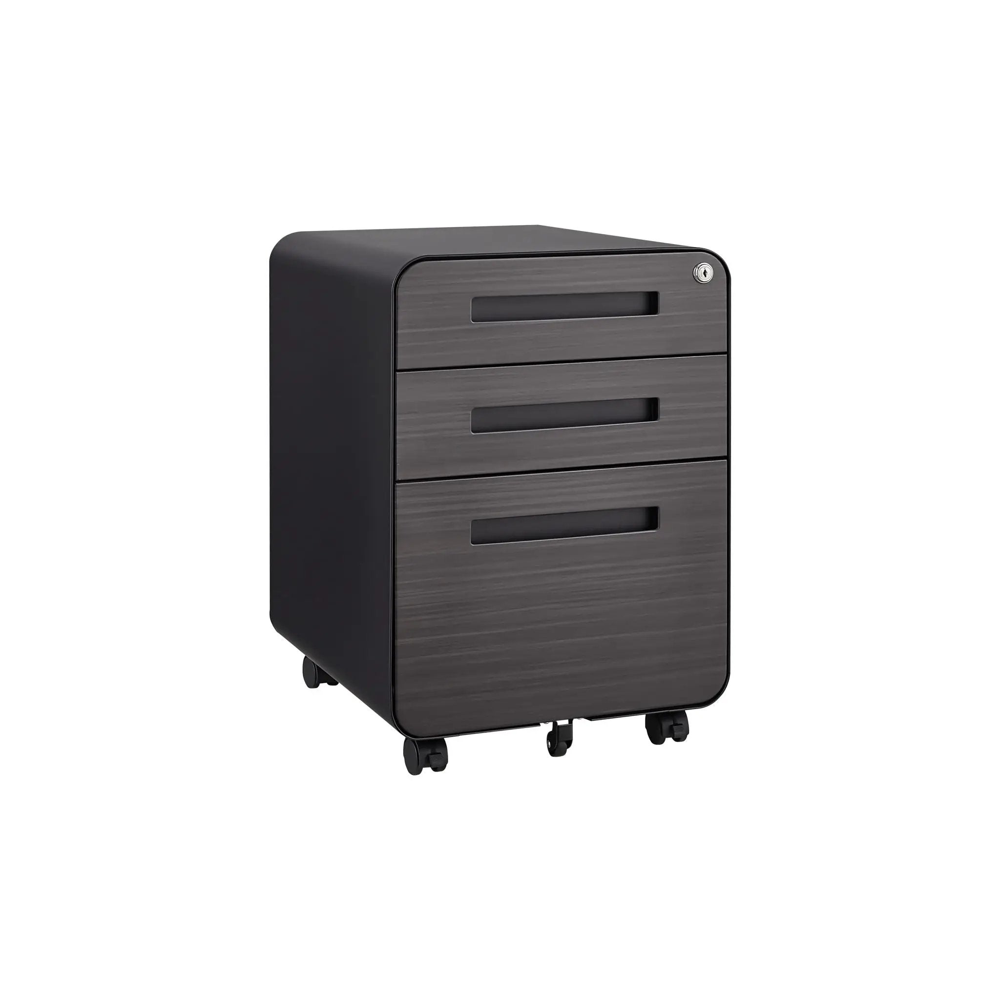 3 Drawer Mobile File Cabinet Under Desk Office, Simple Style Versatile Storage Cabinet For Legal / Letter / A4 Files, 5 Wheel Design Anti-Tilting Cold Rolled Steel Waterproof Moisture-Proof by HouseOfZazla