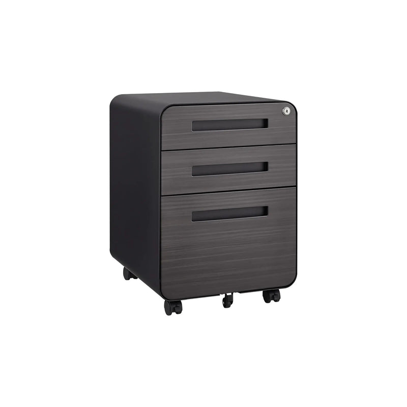 3 Drawer Mobile File Cabinet Under Desk Office, Simple Style Versatile Storage Cabinet For Legal / Letter / A4 Files, 5 Wheel Design Anti-Tilting Cold Rolled Steel Waterproof Moisture-Proof by HouseOfZazla