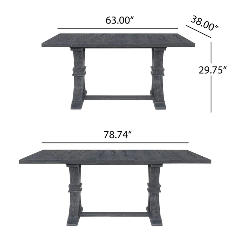 Devingo Extendable Dining Table Rustic Style - Gray by HouseOfZazla