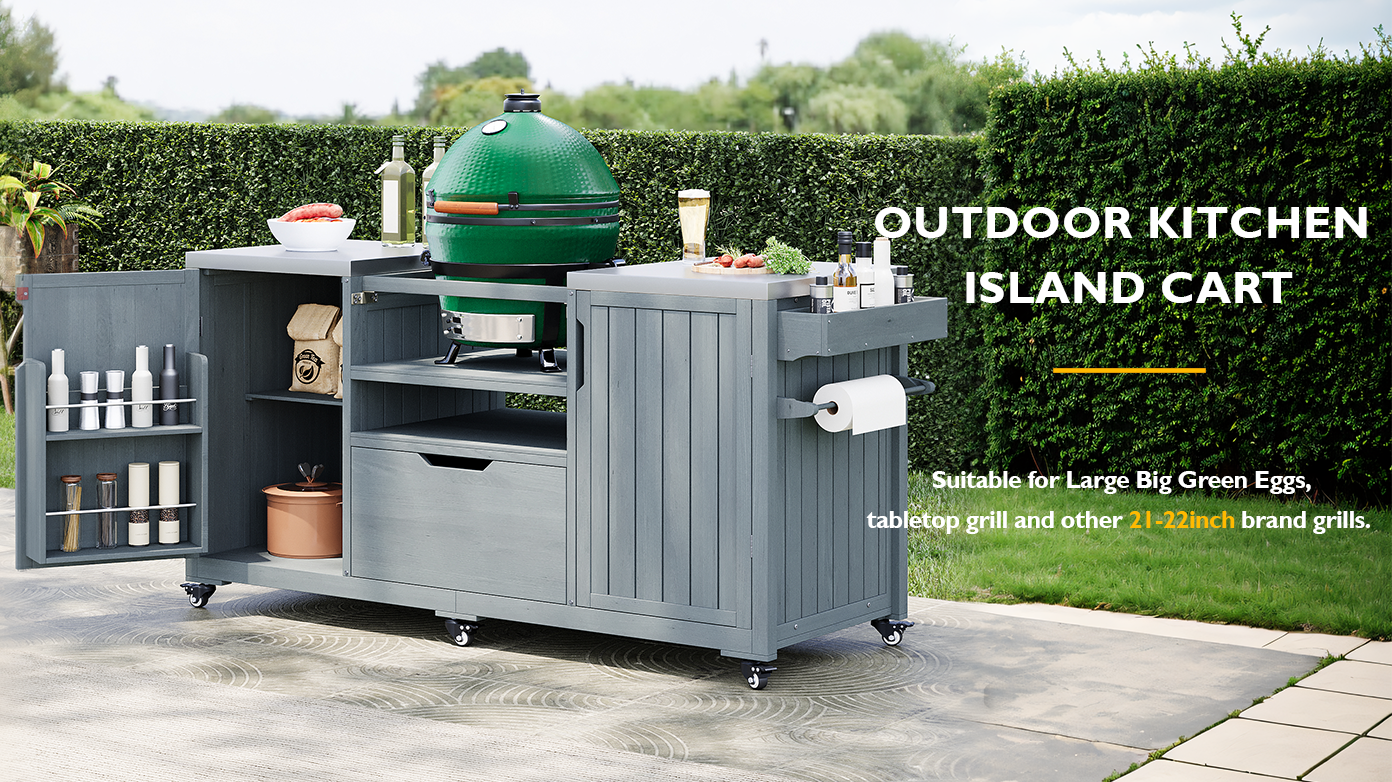 K&K 66.5" Outdoor Kitchen Island for Big Green Egg Grills by HouseOfZazla