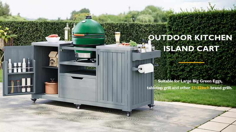 K&K 66.5" Outdoor Kitchen Island for Big Green Egg Grills by HouseOfZazla
