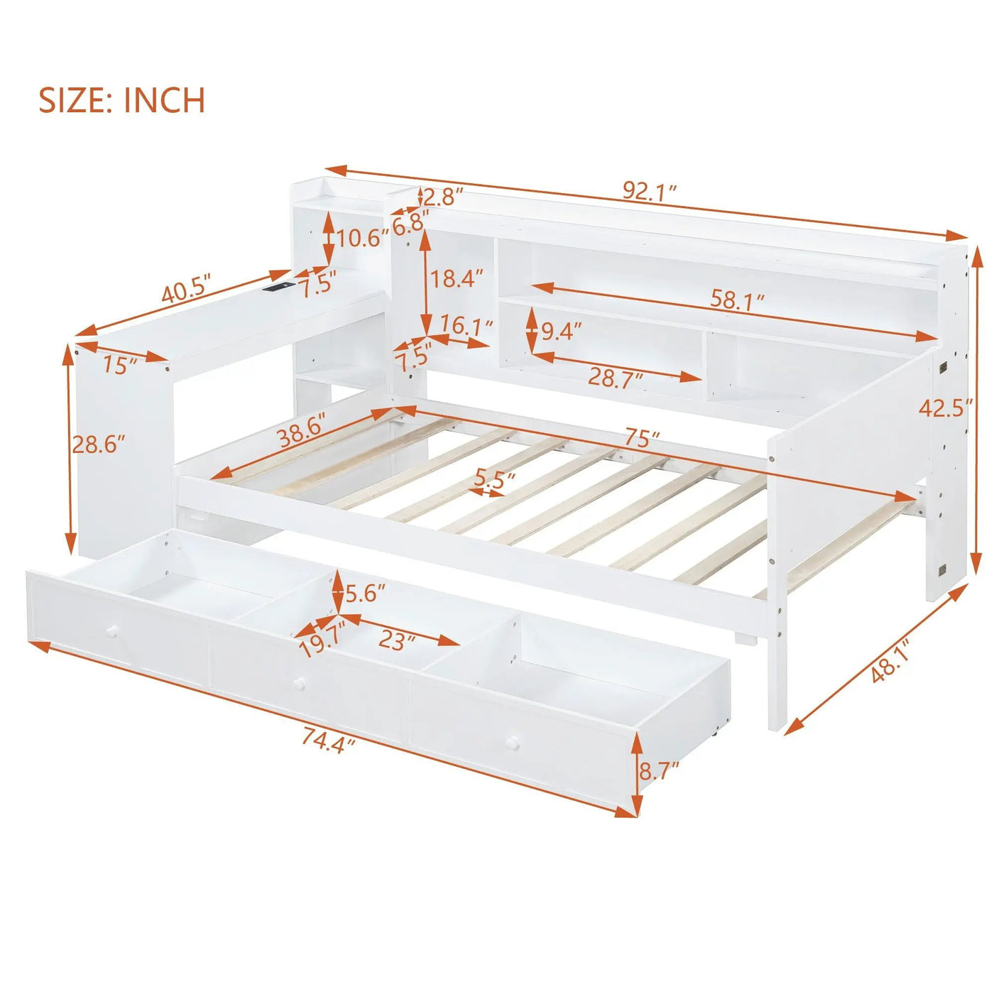 Daybed With 3 Drawers USB Ports And Desk by Unique Piece Furniture