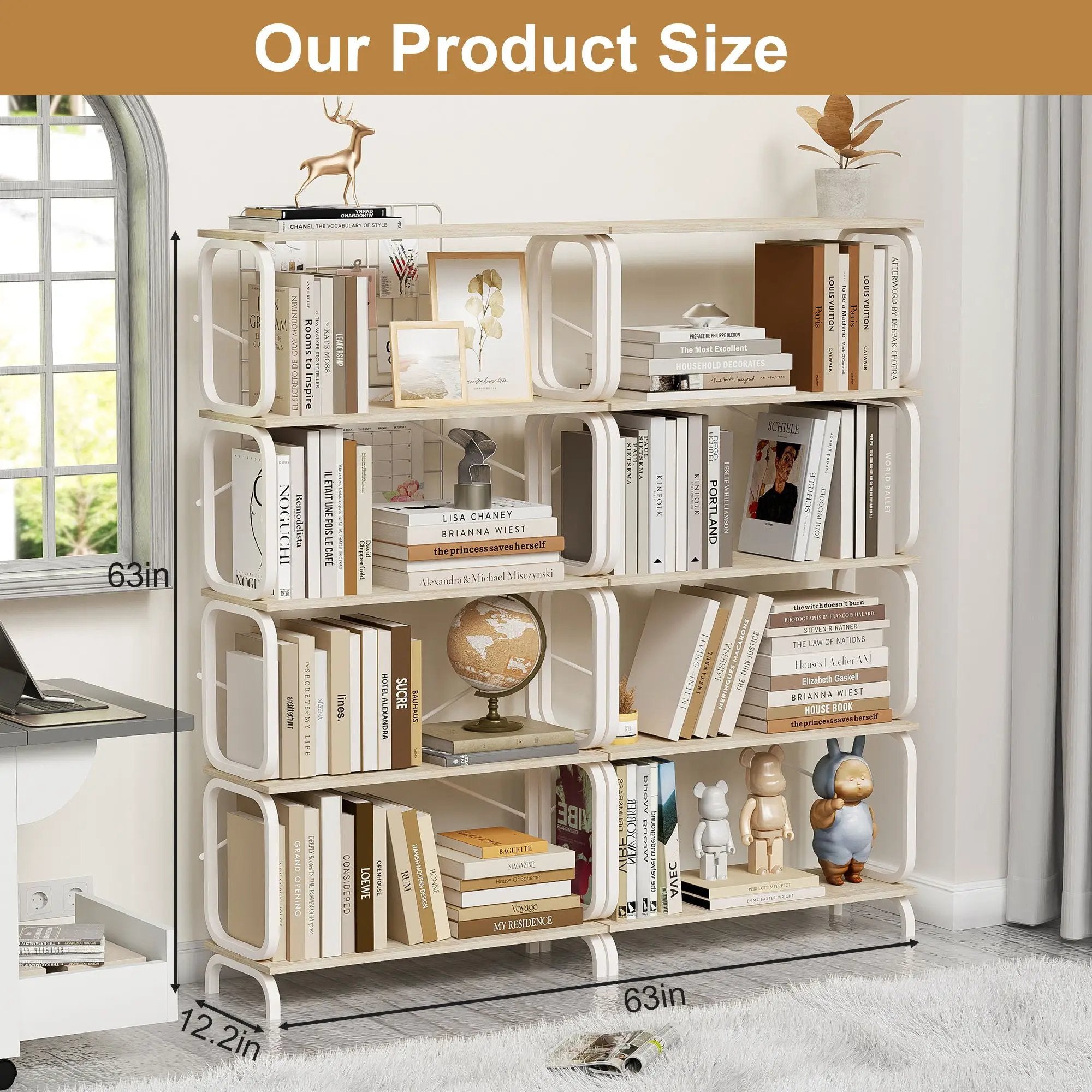 5 Tier Industrial Bookshelf, Tall Bookcase With Open Design, Vintage Storage Organizer by HouseOfZazla
