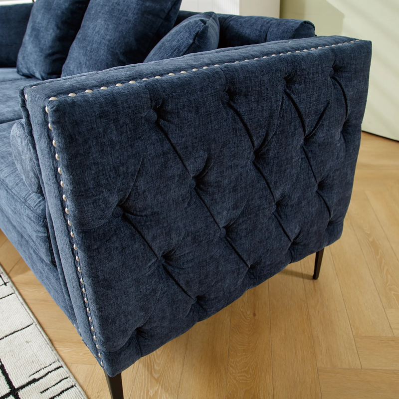 L Shaped Sectional Convertible Sofa with Storage Ottoman and Modern Tufted style by BLAKHOM