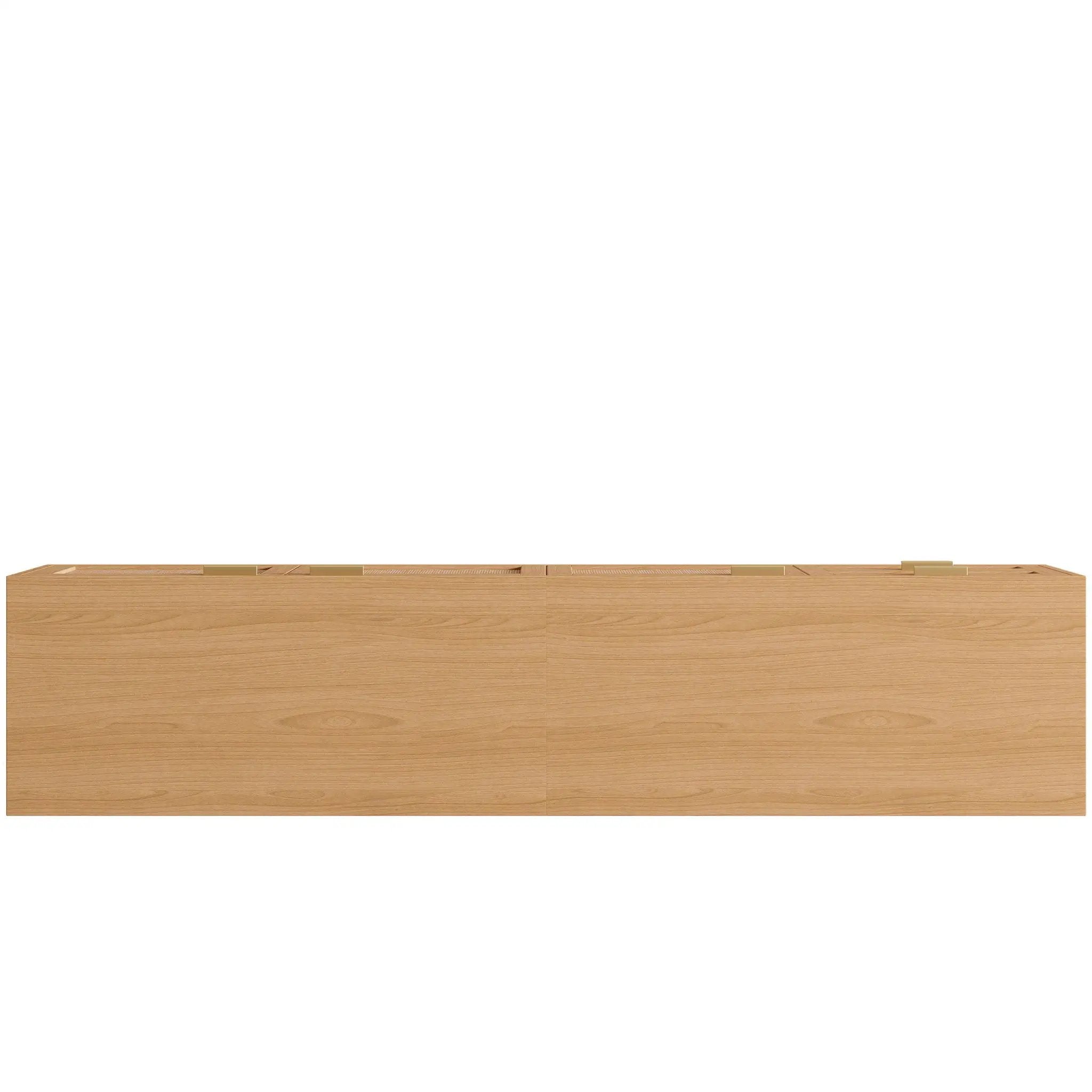 TV Stand, Media Console, 2 Drawers & Cable Management - Natural Wood