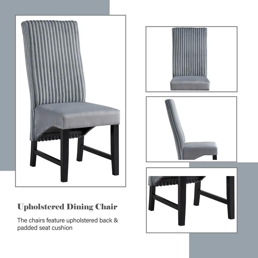 Kini - Side Chair (Set of 2) - Gray Corduroy & Black by Unique Piece Furniture