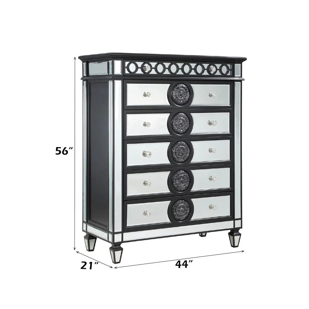 Varian II - Chest - Mirrored, Black & Sliver by Unique Piece Furniture