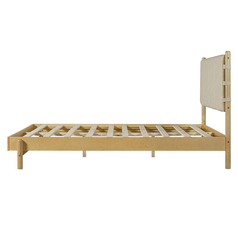 Premium Rubber Wood Platform Bed Frame, Queen Size with Headboard by HouseOfZazla