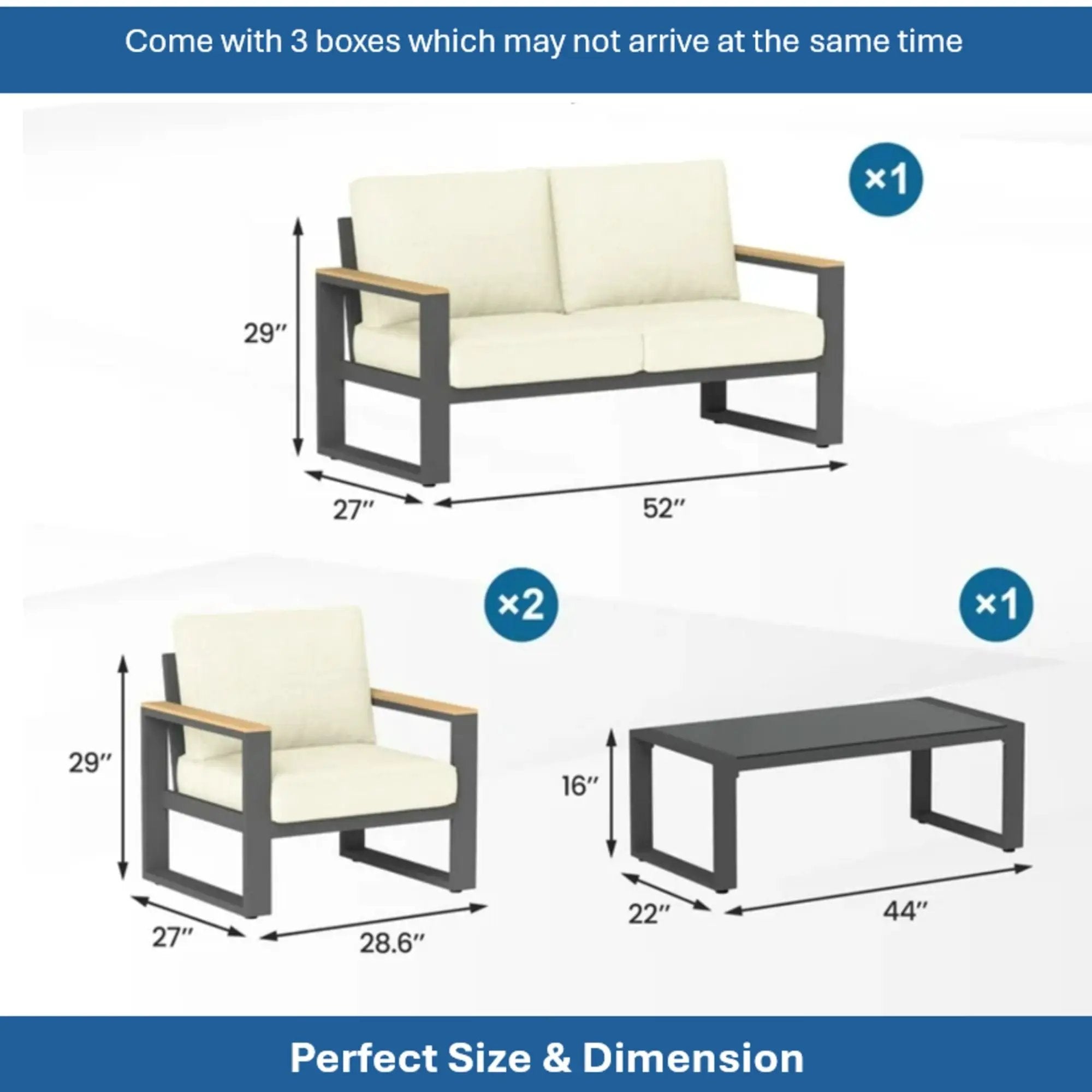 Modern Outdoor Sofa Set With Coffee Table by HouseOfZazla
