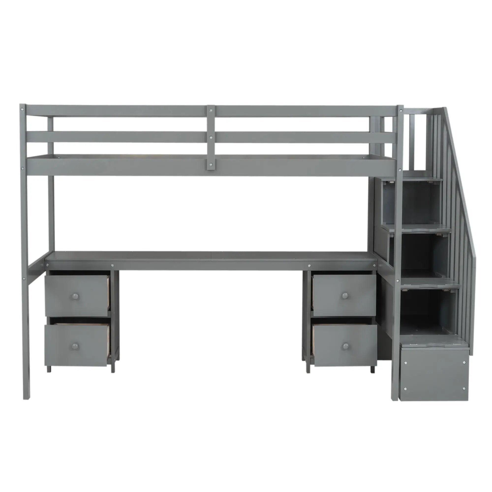 Loft Bed Frame With Built In Desk And Double Storage Drawers by Unique Piece Furniture