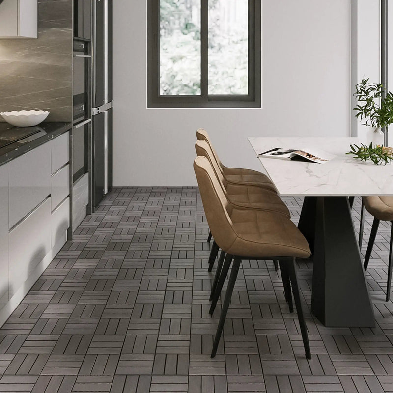 Acacia Wood Interlocking Deck Tiles Checker Pattern For Outdoor Flooring by HouseOfZazla