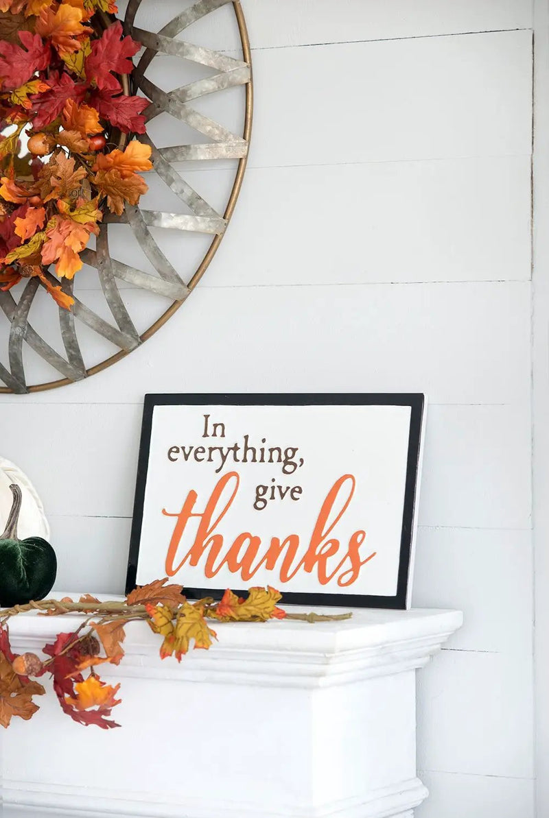 Thanks Wall Sign, Wall Art Decor For Harvest Festival Fall Festival & Thanksgiving Table Decorations (Set of 2) - Black / Orange / White by HouseOfZazla