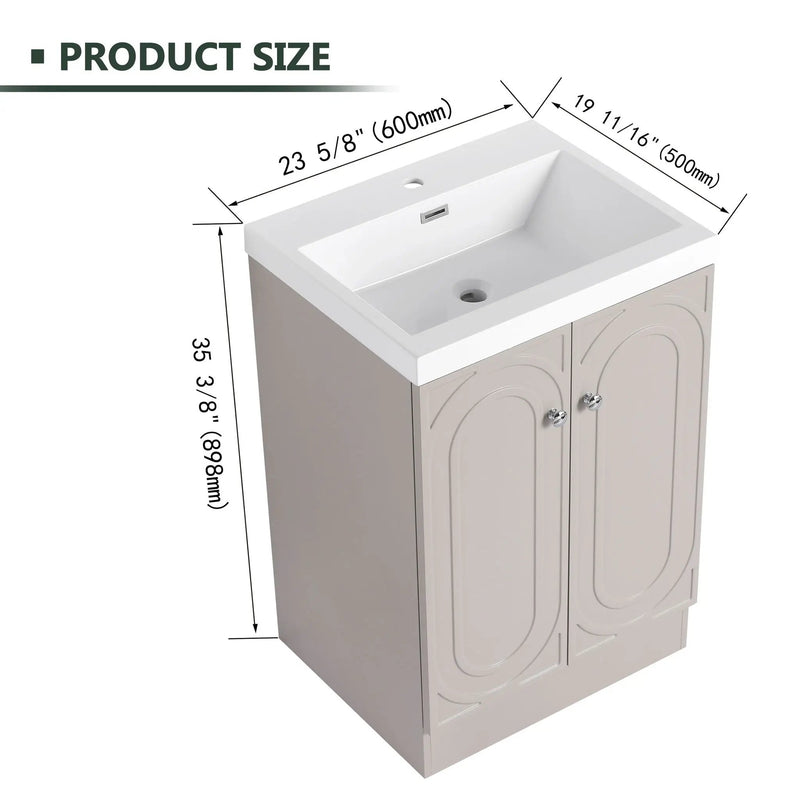 Contemporary Freestanding Bathroom Vanity With Resin Sink & Soft-Close Cabinet Doors by HouseOfZazla
