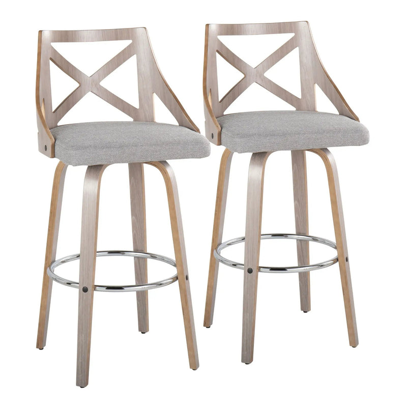 Charlotte - Farmhouse Fixed Height Bar Stool With Round Footrest (Set of 2) by Unique Piece Furniture