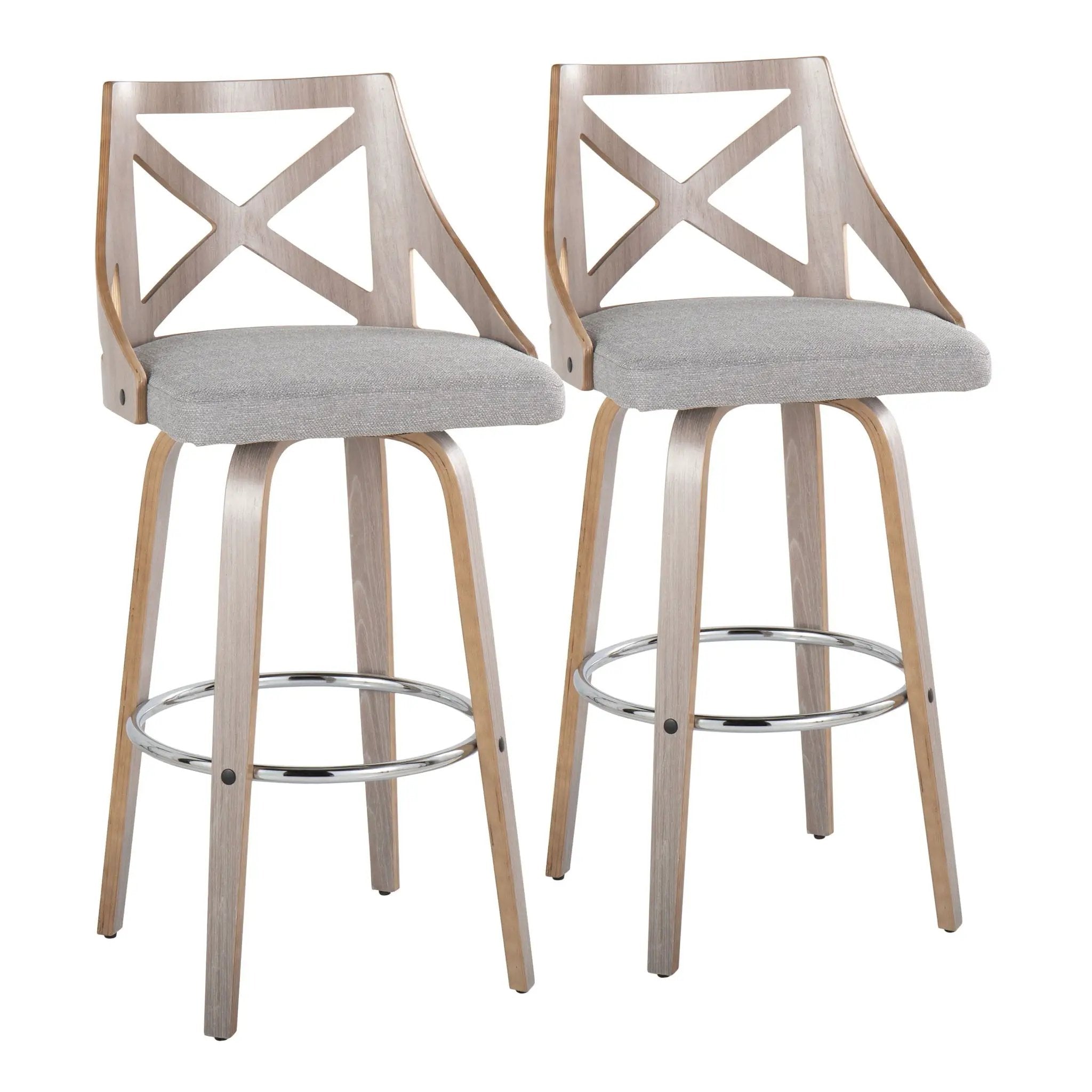 Charlotte - Farmhouse Fixed Height Bar Stool With Round Footrest (Set of 2) by HouseOfZazla