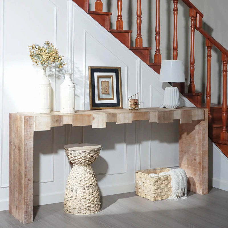 Modern Rustic Table With Sculpted Block Design by Unique Piece Furniture
