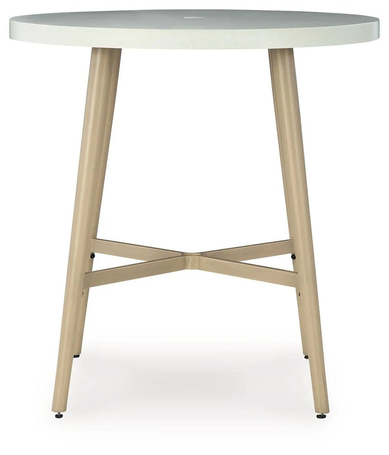 Seton Creek - Round Bar Table With Umbrella Option - Beige by Unique Piece Furniture