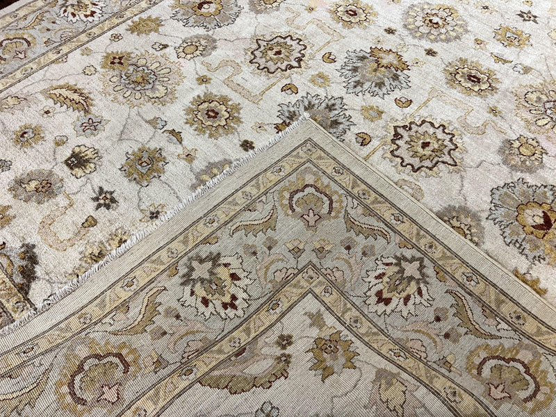 Peshawar Rug 8x10, Oushak Rug, Neutral Colors Hand Knotted Farmhouse Rug by Jewel Rugs