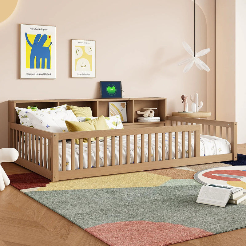 Floor Bed With Storage Cabinets And USB Ports by Unique Piece Furniture