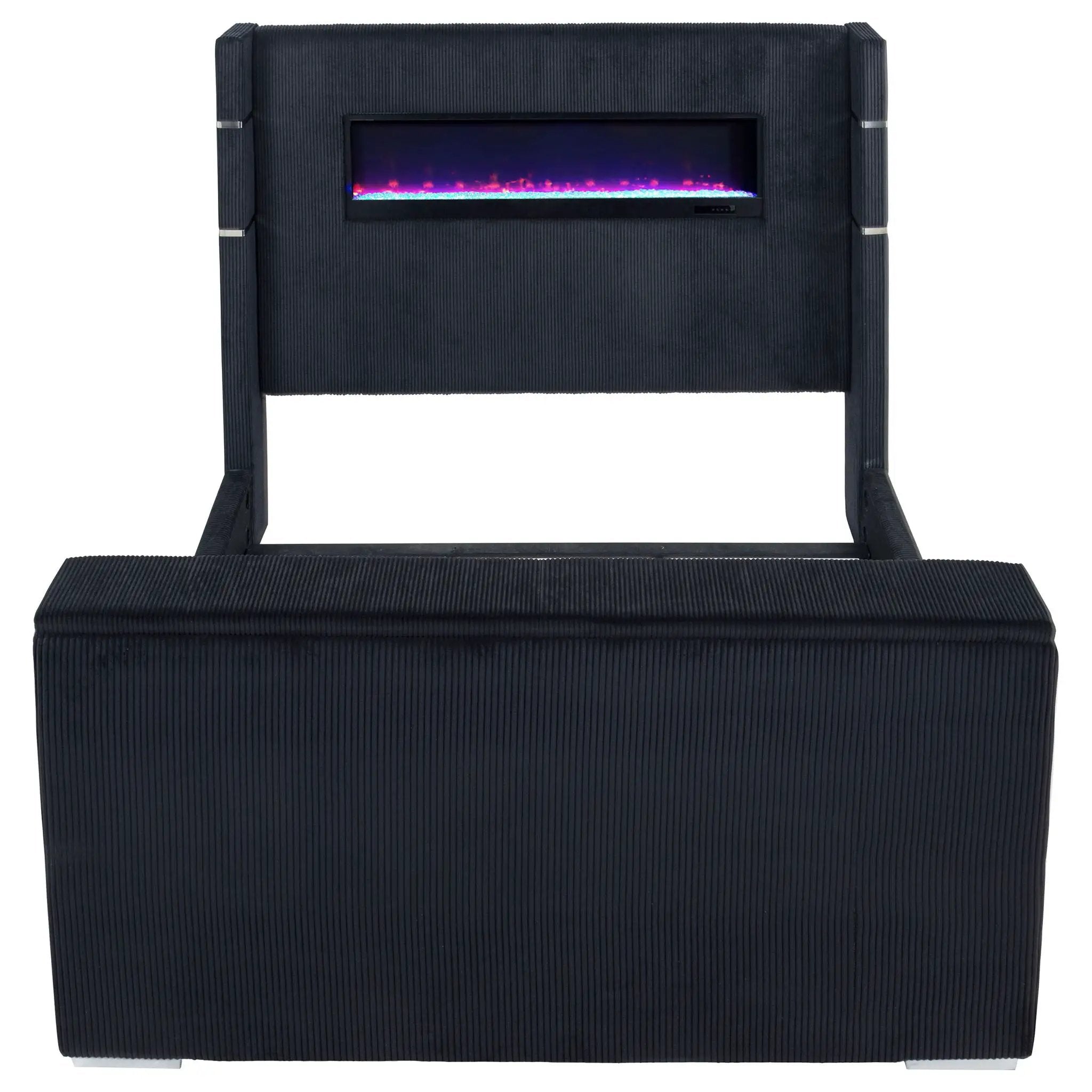 Tisdall Eastern King Flame Visualizer Wingback TV Bed Black by Unique Piece Furniture