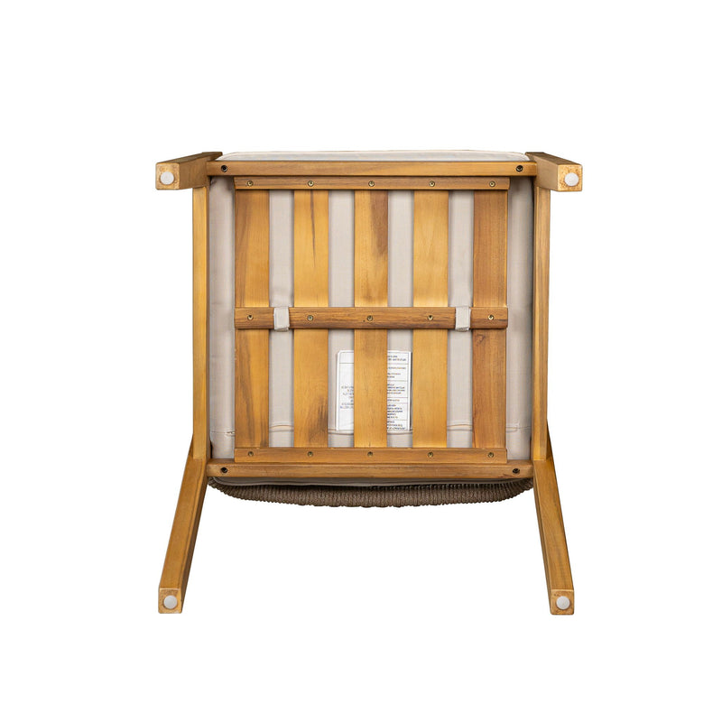 Outdoor Dining Set 1 Table 4 Chairs (Set of 5) - Teak / Beige by HouseOfZazla