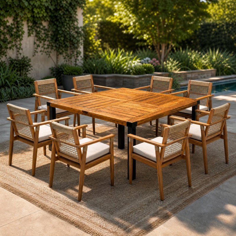 9-Piece Acacia Wood Outdoor Dining Set by HouseOfZazla