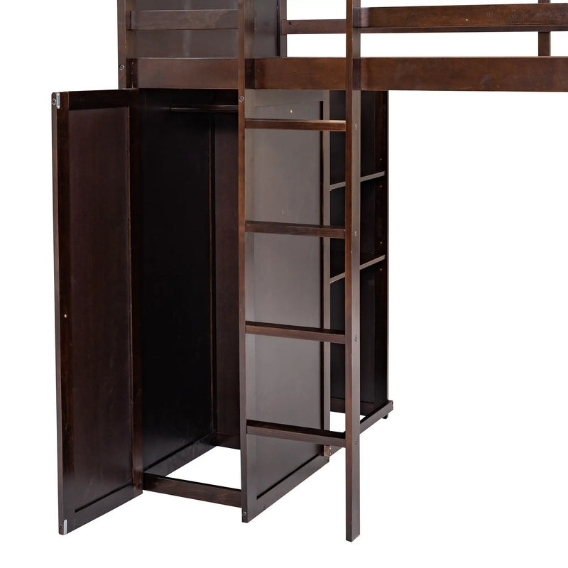 Loft Bed With A Stand Alone Bed, Shelves, Desk, And Wardrobe by HouseOfZazla