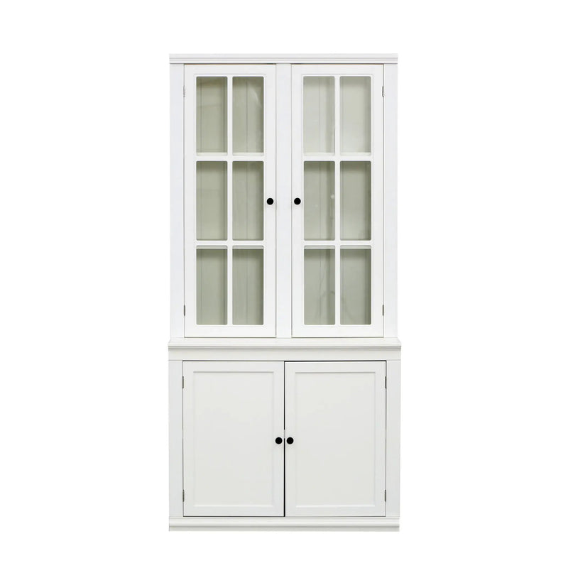 Retro Style Hutch Cabinet With Glass Door, China Cabinet For Home by Unique Piece Furniture