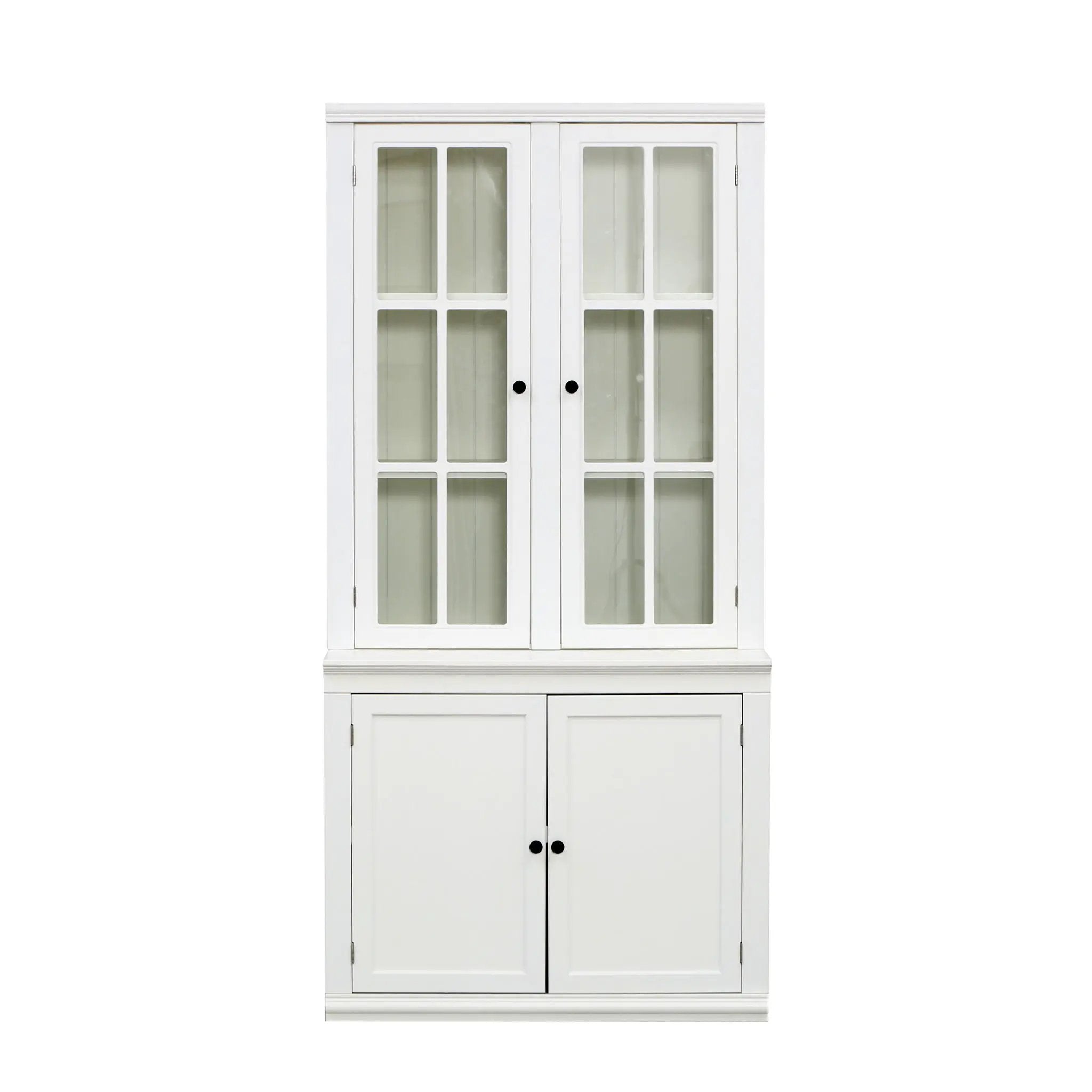 Retro Style Hutch Cabinet With Glass Door, China Cabinet For Home by Unique Piece Furniture