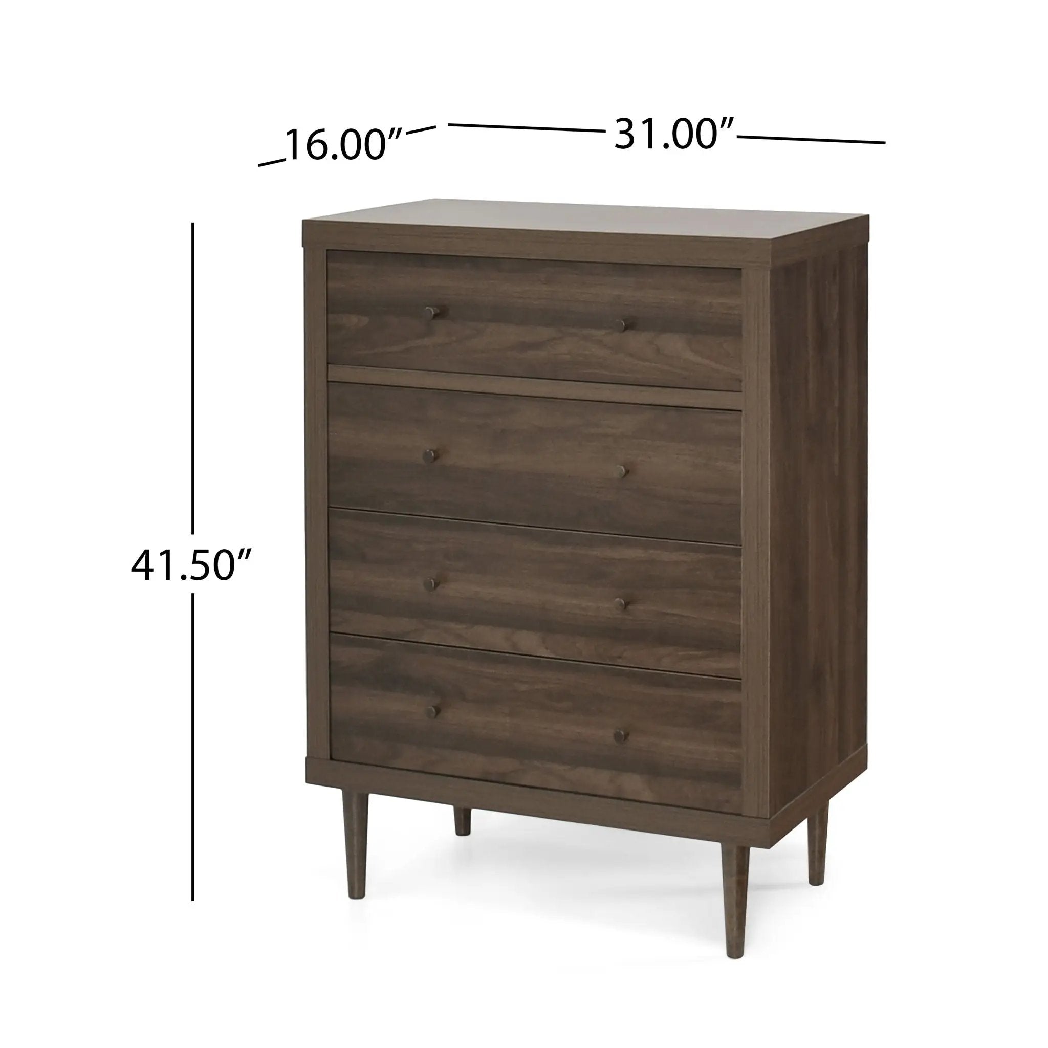 Farhart Mid Century Modern 4 Drawer Dresser - Walnut by HouseOfZazla