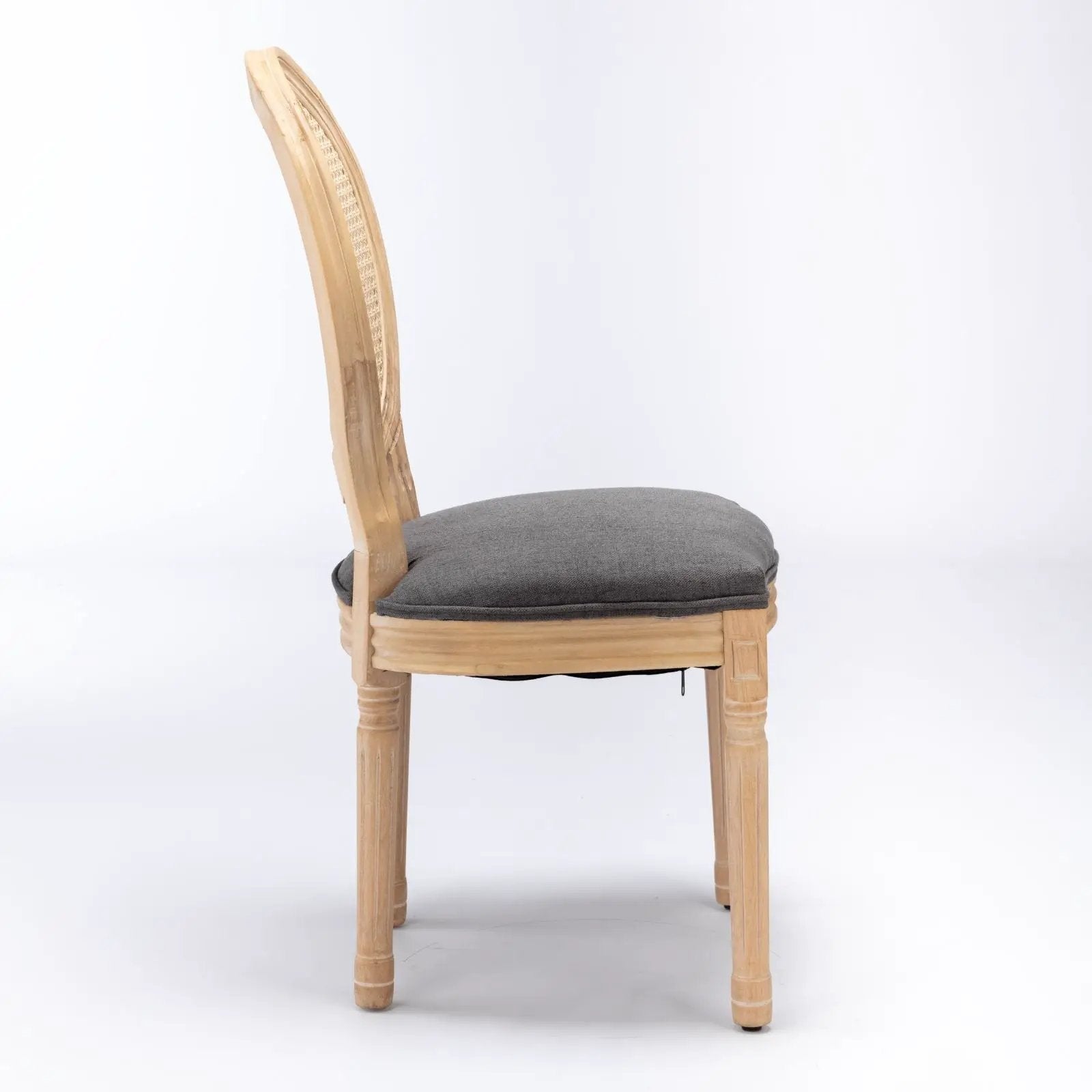 French Style Solid Wood Frame Antique Painting Fabric Rattan Back Dining Chair (Set of 2) by Unique Piece Furniture
