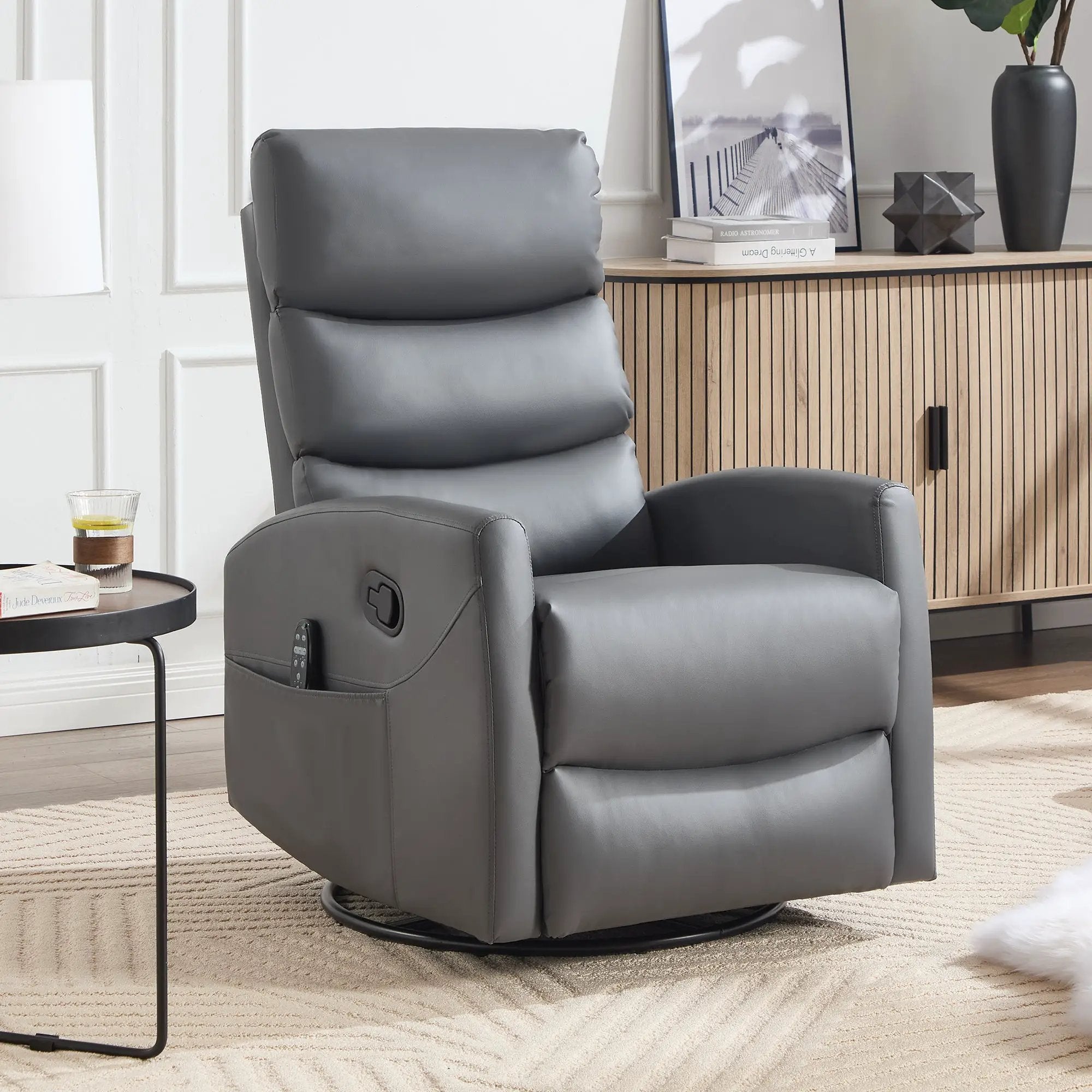 Heat Massage Manual Recliner Chair with Rocker and Swivel by HouseOfZazla